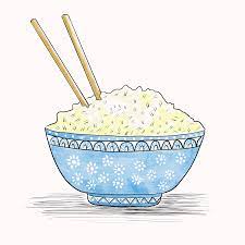 Rice In A Blue Bowl Rice Bowls Bowl Food Illustrations