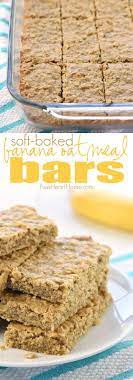 Soft Baked Banana Oatmeal Bars Are Loaded With Wholesome Ingredients And Make A Yummy Portable Breakfast Banana Oatmeal Bars No Bake Oatmeal Bars Baked Banana