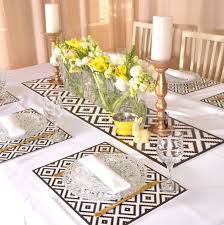 Black White Geometric Placemat Set Scandinavian Style Etsy Table Runner Size Bbq Table Decorative Dinnerware