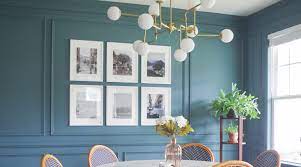 To add the picture frame molding, we decided how many frames we wanted to place on each wall based on the measurements. Picture Frame Molding In The Dining Room Basic Blue House