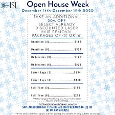 How much does chicago laser hair removal cost? Inskin Laser Biggest Sale Yet Book An Appointment During Our Open House Week December 14th December 19th To Receive Our Greatest Laser Hair Removal Sale On Packages Of 3 Or