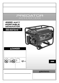 Harbor freight tools predator generators 4000 watt portable generator specifications category of device: Manual For The 63080 4000 Peak 3200 Running Watts 6 5 Hp 212cc Generator Epa Iii