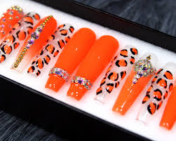 XXL Coffin Nails Festival Hot Neon Leopard Queen
