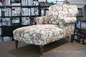 Chaise Lounge Upholstered In A Bird Print Fabric Upholstery Furniture Furniture Upholstery