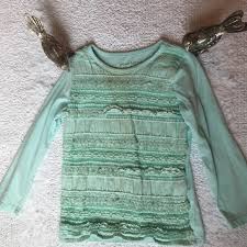 4 25 Garnet Hill Kids Aqua Lace Long Sleeve Top