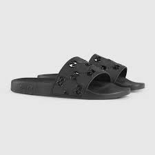Gucci horsebit sandals slides mules beige satin womens size uk 5.5 eu 38.5 ‎£414. Black Rubber Men S Gg Slide Sandal Gucci Us