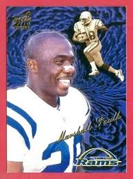 1999 PACIFIC AURORA (FB) Marshall Faulk ST. LOUIS RAMS CARD #119 HALL OF  FAMER
