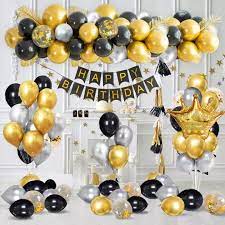 ✔ birthday party , masquerade, baby shower and wedding diy party decoration set. Mmtx Birthday Party Decorations With Happy Birthday Banner In Gold Metallic Black Gold Silver Confetti Balloons Supplies Crown Latex Foil Balloons For 18th 21th 30th Birthday Lazada Ph