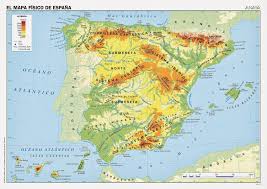 Principales picos embalses principales ríos. Mapa Fisico Espana