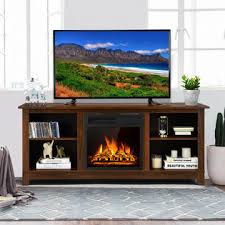 Check spelling or type a new query. Costway 58 2 Tier Fireplace Tv Stand W 18 1500w Electric Fireplace 65 Walnut