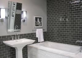 Bathroom Ideas Dark Grey Subway Tile Bathroom Withbuilt In Bathtub And Frameless Mirror Ab White Marble Bathrooms Classic Style Bathrooms White Bathroom Tiles