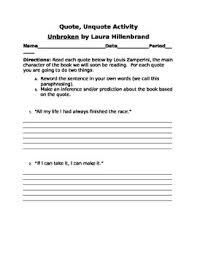 The paradox of vengefulness is that it makes men dependent upon those who have harmed them, believing that their release from. Unbroken Activities Worksheets Teachers Pay Teachers