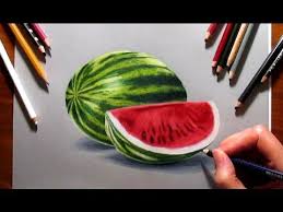 Drawing Watermelon With Colored Pencils Jasmina Susak How To Draw Nature Realistic 3d Object Watermelon Drawing Color Pencil Drawing Pencil Drawing Tutorials