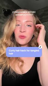 Curly hair hack for tangled hair: conditioner before shampoo! Many times  our hair is so knotty that we cant even shampoo it properly because there’s  so many knots in the way. Here I’m using the @Zotos ...