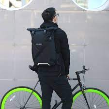 Black Roll Top Backpack Bike Messenger Backpack Water Resistant Urban Rucksack Men Backpack Women Backpack Carry On Backpack Top Backpacks Womens Backpack Backpacks