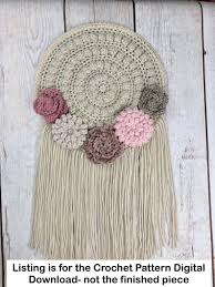 Crochet Wall Hanging Pattern Crochet Home Decor Pattern Etsy Crochet Wall Hangings Crochet Dreamcatcher Pattern Crochet Home