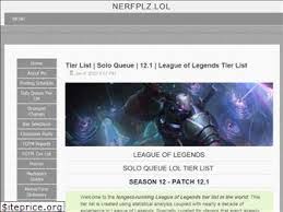 Nerfplz Lol Tier List Solo Queue 12 4 League Of Legends Tier - Mobile  Legends
