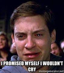 Make i promise i won't cry memes or upload your own images to make custom memes. I Promised Myself I Wouldn T Cry Peter Parker Cry Meme Generator