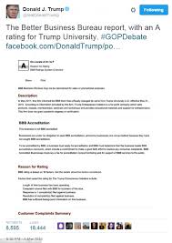 If a business has been accredited by the bbb, it means bbb has determined that the business meets accreditation standards, which include a commitment to make a good faith effort to resolve any. Better Business Bureau Explains Why It Gave Trump University A D Minus Rating Daily Mail Online