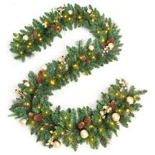 Cordless lit cone pre christmas wreath gongyu co. 10 Best Christmas Garland Ideas Pre Lit Christmas Tree Garland