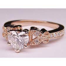Heart Shape Diamond Butterfly Vintage Engagement Ring Setting Matching Wedding Band 0 3 Heart Engagement Rings Vintage Engagement Rings Wedding Rings Vintage