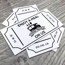 50 Personalised Wedding Food Truck Tickets White Coupons Etsy Food Truck Wedding Food Vouchers Food Truck