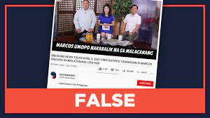 Has tested positive for novel coronavirus disease latest news. False Bongbong Marcos Back In Malacanang Palace