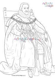 King james i writing page. King James I Colouring Page 3