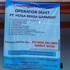 0852 2552 5576 (wa only) www.lowonganterpadu.com. Lowongan Operator Jahit Pattern Maker Pt Hoga Reksa Garment Garut 2021