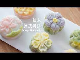 给仙女吃的 流心冰皮月饼 so beautiful snowy mooncake youtube moon cake mooncake recipe wagashi