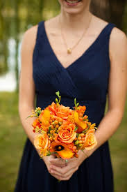 Fall wedding navy bouquet rose wedding. Navy And Orange Bridesmaid Dresses Off 64 Medpharmres Com