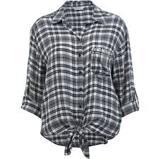 Black And White Checkered Shirt Miss Selfridge Knot Front Stud Check Shirt 51 Pln Liked On Polyvore Featuring Tops Blouses Shirts Assort Black Shirt Blouse Black And White Shirt Shirts