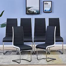 With your kitchen or dining room table for a bit of traditional design elegance. Amazon Com Dining Chairs Set Of 6 Modern Dining Chairs With Chrome Legs Faux Leather Dining Room Chairs Kitchen Chairs Comfortable Side Chairs Of 6 Pieces Black Everything Else