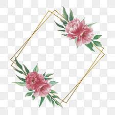 Golden Frame With Watercolor Peony Flower Decoration Background Pattern Flower Png And Vector With Transparent Background For Free Download Flower Frame Png Flower Invitation Card Flower Illustration