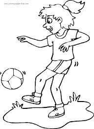 Soccer Color Page A Girl Is Playing With A Soccer Ball Sports Coloring Pages Football Coloring Pages Coloring Pages For Kids