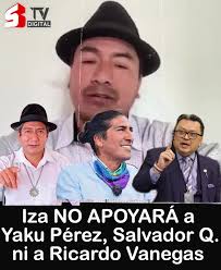 LEÓNIDAS IZA (CONAIE) NO APOYARÁ A YAKU PEREZ ni a SALVADOR QUISHPE ni...