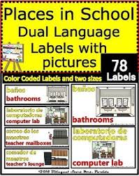 Spanish to english translations from longman. Dual Language Places In School Labels Color Coded English And Spanish Labels Included Bathroomscomputer Labteacher Mailbox Dual Language Coding School Labels