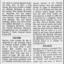 1990_12_19 Martha Lenore Tolle Grubbs obituary - Newspapers.com™