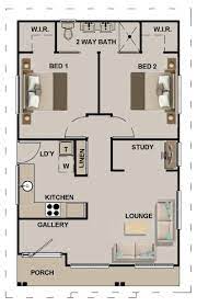 635 Sq Feet Or 59 8 M2 Hamptons Style 2 Bedroom Granny Flat Etsy Small House Floor Plans Small House Design House Plans