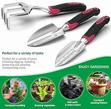 3 piece softouch® garden tool set. Esow Garden Tool Set 3 Piece Cast Aluminum Heavy Duty Gardening Kit Includes Hand Trowel Transplant Trowel And Cultivator Hand Rake With Soft Rubberized Non Slip Ergonomic Handle Garden Gifts Pricepulse