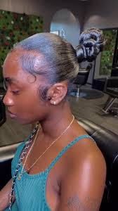 NINJA BUN SLICK BACK ✅✅#naturalhair #atlhairstylist #gwinnetthairstylist  #krissykurls #ninjabun