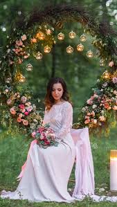 Simple Outdoor Wedding Wreath With Hanging Tealight Candle Decorations Outdoor Wedding Reception Decorations Photo Booth Backdrop Wedding Candle Wedding Decor