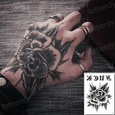 The choice of possible rose tattoos is endless, to be honest. Hand Tattoo Rose Messer Herren Gefalschte Tattoo Schwarz Henna Aufkleber Fur Hand Rose Tattoo Indische Halloween Wasserdicht Tatoo Finger Aufkleber Temporary Tattoos Aliexpress