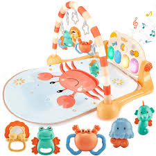 The busy baby mat and tether system provides a clean, safe eating surface for infants and toddlers. Amazon Com Baby Play Mat For Baby Gym Baby Play Gym Activity Floor Mat Tummy Time Mat Toys Kick Play Piano Infant Baby Toys 3 6 Months 0 3 Months Newborn Baby Playmat Baby
