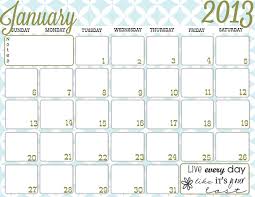 Free January 2013 Calendar Printable Calendar Printables January 2013 Calendar Monthly Calendar Printable