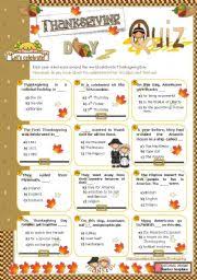 Ask them to circle the right answer within 5 minutes. Thanksgiving Quiz Esl Worksheet By Mena22