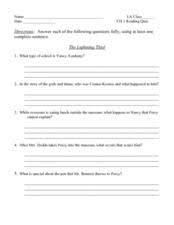 Lightning Thief Lesson Plans Worksheets Reviewed By Teachers