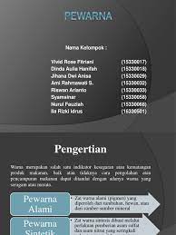 Perlu dilakukan penelitian untuk menentukan potensi ketoksikan akut (ld50) untuk. Pewarna Zat Warna Alami