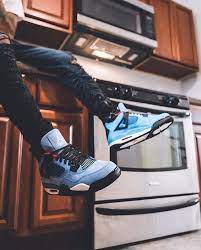 Travis scott's air jordan 4 comes with cactus jack hangtags along with cactus jack branding on the heels. Who Grabbed A Pair Travisscott Cactusjack Airjordan Jordans Jordanbrand Travisxjordan Sneakers Outfit Men Travis Scott Outfits Retro Basketball Shoes