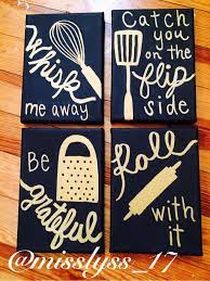 Getting everything done in a pleasing chalkboard appeal, this kitchen wall decor piece is hand painted, further sanding it for a distressed texture. Kitchen Canvases Kitchen Canvas Art Diy Canvas Art Diy Kitchen Decor